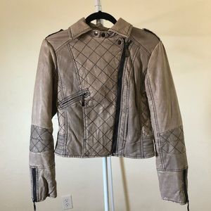 Dollhouse Taupe Faux Leather Moto Jacket